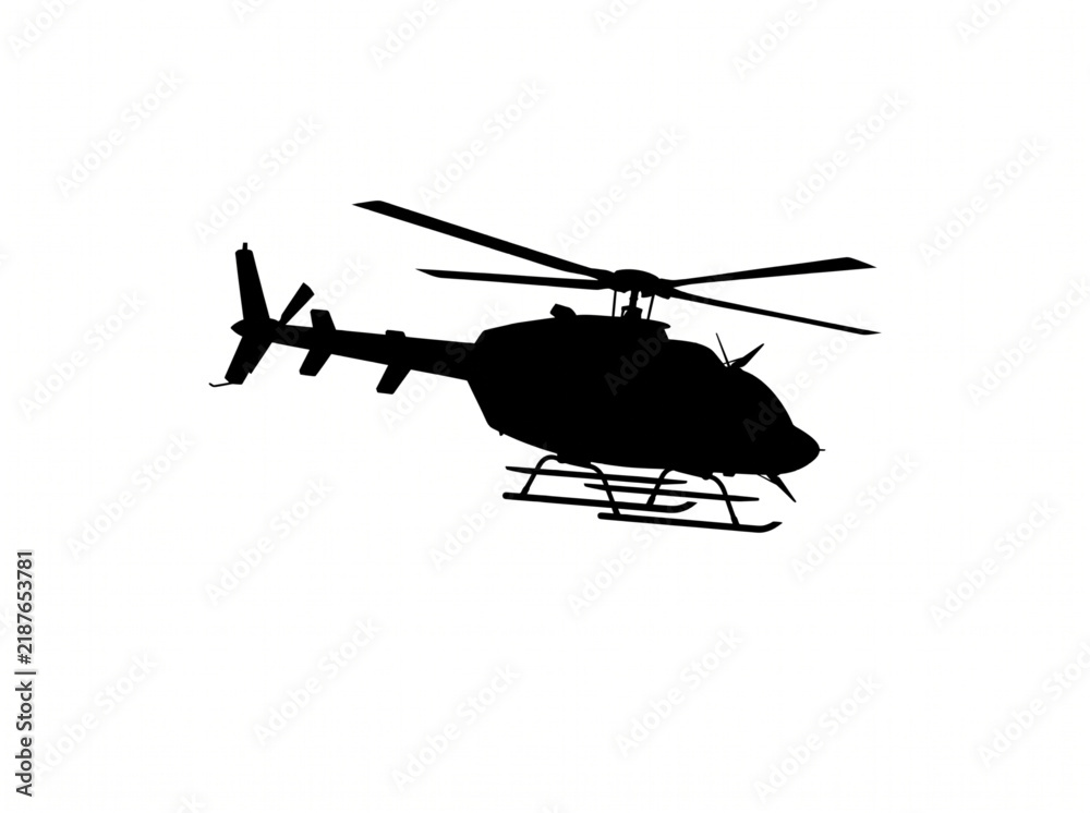 Fototapeta premium Flying Helicopter Transport Vector Silhouette Icon