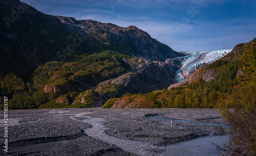 Seward Alaska mountain landscape at Exit Glacier in Kenai Fjords National Park, USA