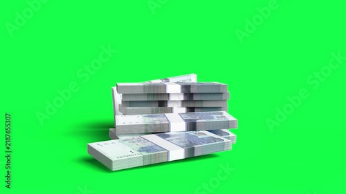 Pakistani Rupee Money Rain | 4K 3D Animation | Green Screen VFX