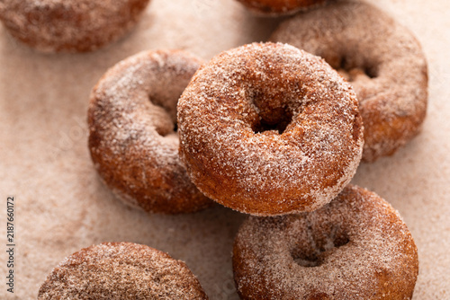 Pumpkin or apple cider donuts covered with cinnamon sugar