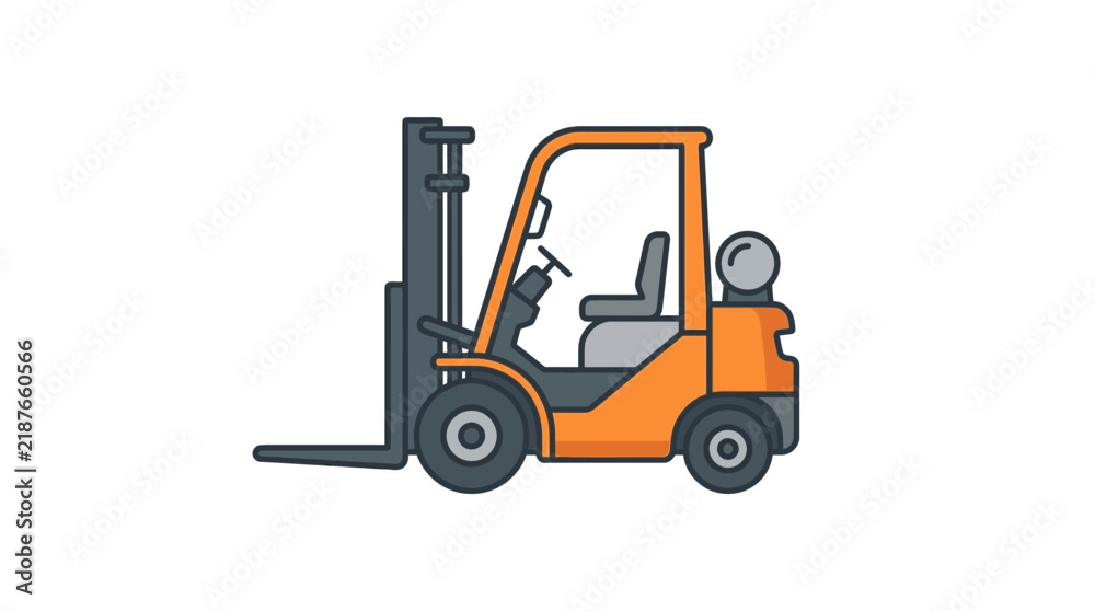 Naklejka premium Creative Orange and Gray Forklift Art for Warehouse and Logistics Design with high quality professional line art symbols for modern creative design and digital branding projects