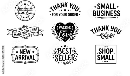 Shop Small Handmade Product Packaging Black Typography Quote Collection