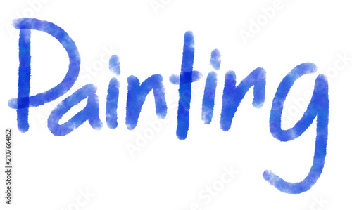 Blue Watercolor Painting Word Art: A vibrant blue watercolor text spelling the word Painting in a fluid, artistic style, perfect for creative projects and art-related themes.