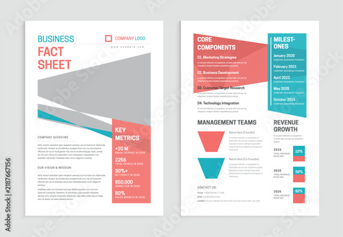 Modern Corporate Business Fact Sheet Template for Company Profile