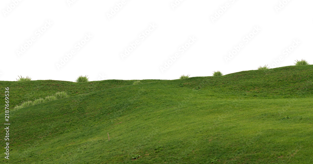 Obraz premium Green hills panorama landscape isolated on white or transparent png