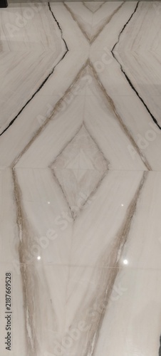 White Marble Tile Texture with Bookmatched Diamond Pattern