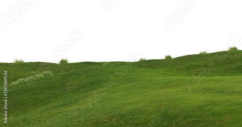 Obraz na plátně Green hills panorama landscape isolated on white or transparent png