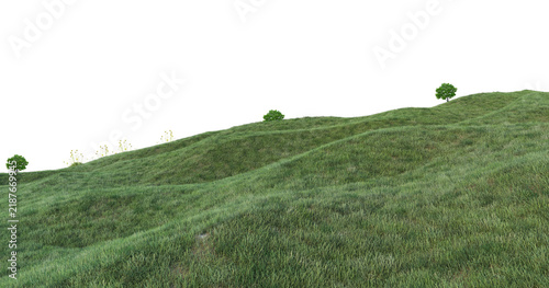 Fotografie Green hills panorama landscape isolated on white or transparent png