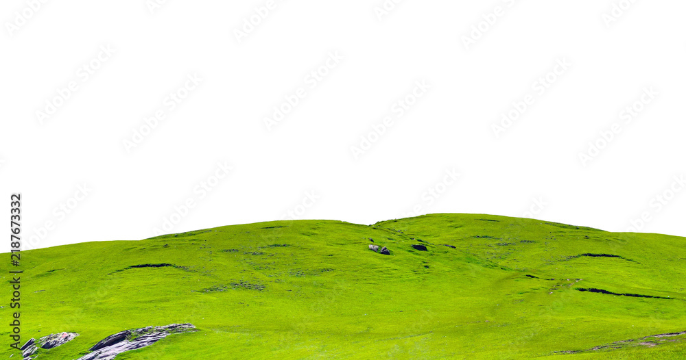 Obraz premium Green hills panorama landscape isolated on white or transparent png