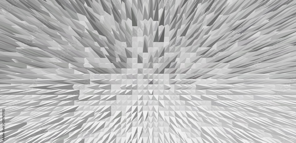 Fototapeta premium Sharp pyramidal 3d abstract background with light grey and white tones creating a dynamic, energetic, and futuristic visual for presentations.