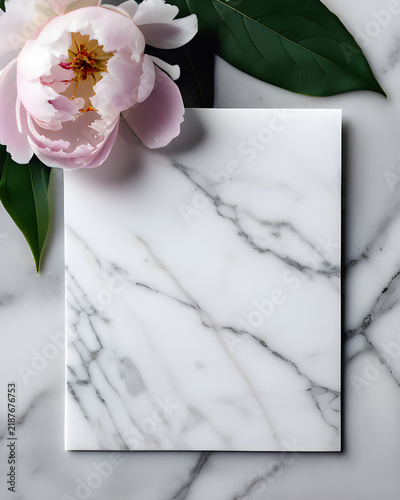 Marble texture template with pink flower background, graphic design illustration wallpaper, decorative elements pattern 