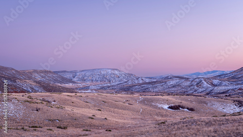 Obraz na płótnie winter dusk over Colorado foothills of Rocky Mountains - Red Mountain Open Space