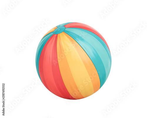 Bright, inflatable beach ball with vibrant horizontal stripes