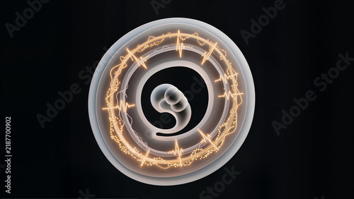 Abstract Cochlea Biotech Asset: Frosted Glass & Gold Signals