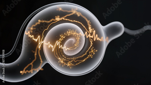 Abstract Cochlea Biotech Asset: Frosted Glass & Gold Signals