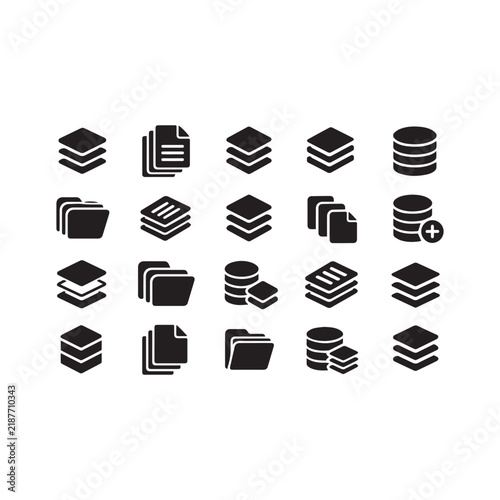 Black Data and Document Storage Icons