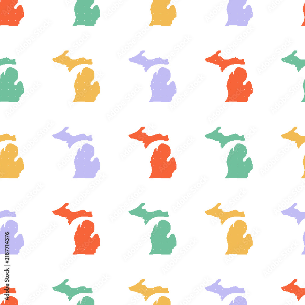 Fototapeta premium Michigan State Map Seamless Pattern