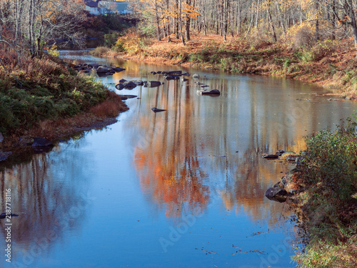 Slow flowing stream in Maine on a fall day.