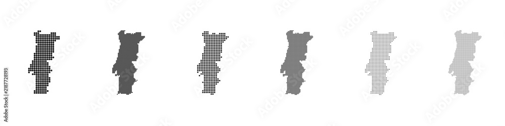 Obraz premium Dot mosaic Portugal outline map set