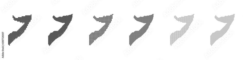 Obraz premium Dot mosaic Somalia outline map set