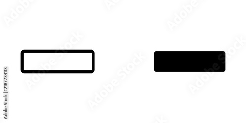 Bild auf Leinwand Black rectangular minus sign icons with outline and solid fill style