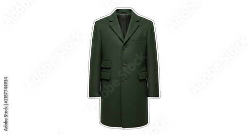 Photography A classic dark forest green wool overcoat for men featuring a structured tailore