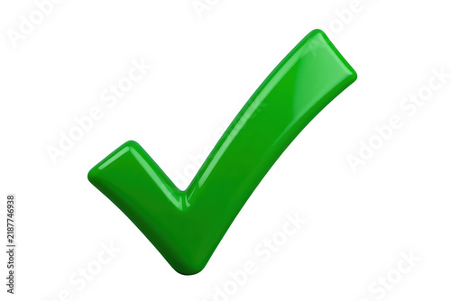 Curved green check mark