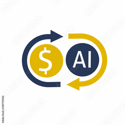 Circular arrows showing the relationship between artificial intelligence and monetary profit