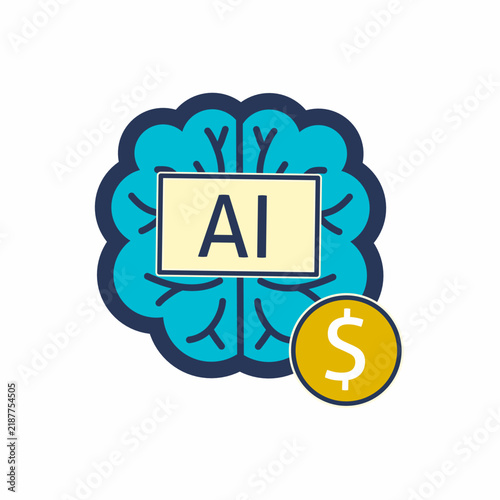 Artificial Intelligence brain concept showing monetization and investment in smart technology