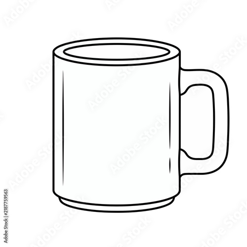 Simple outline of a white mug with a handle