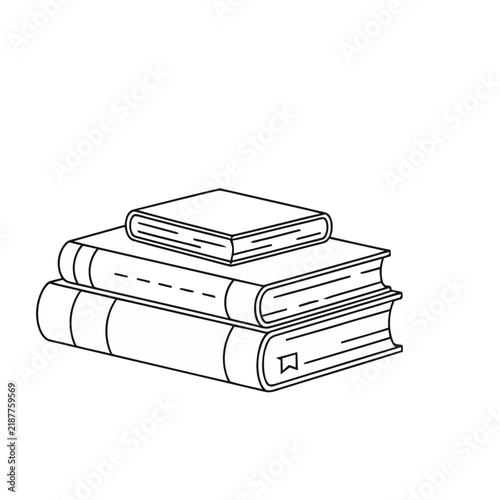 Stack of three books with outline