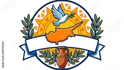 Vector design celebrating Cyprus Independence with dove and olive branches