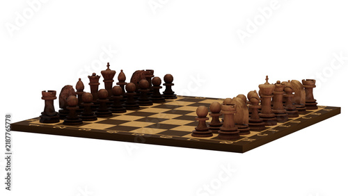 Quadro su tela 3d rendering chess pieces set on a board ready for a game