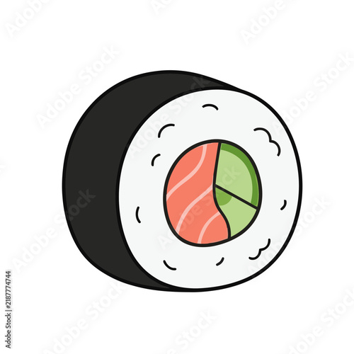 Sushi roll with salmon and avocado