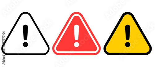 Warning Triangle Exclamation Flat Icon Set