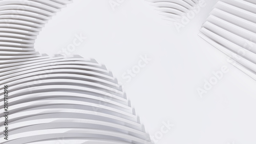 Abstract Curved Shapes. White Circular Background.