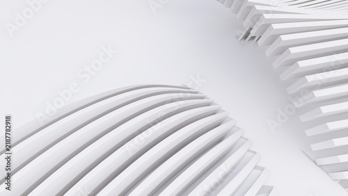 Abstract Curved Shapes. White Circular Background.