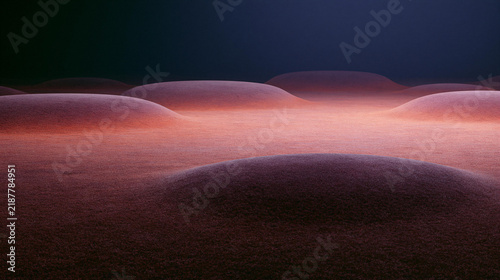 Abstract Landscape with Undulating Dimensional Textures and Vibrant Colors in a Surreal Atmosphere