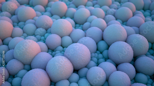 Abstract Textured Background of Soft Pastel Colored Spheres in Various Sizes and Soft Lighting