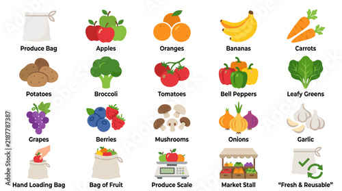 A vibrant collection of fresh fruits and vegetables ready for healthy eating, showcasing the diverse contents suitable for a reusable cotton produce bag, perfect for eco-friendly shopping