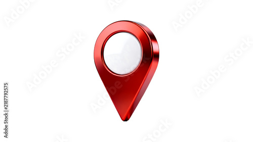 [Transparent Background PNG]3D Rendered Metallic Red Location Pin Icon on White Background