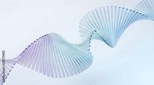 Abstract translucent ribbon twisting in a spiral shape against a clean white background