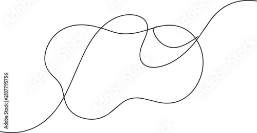 Abstract continuous line of an irregular tangled loop shape on a white background, for minimalist