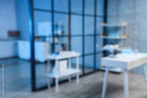 Medical research and healthcare innovation, blurred laboratory interior with ...