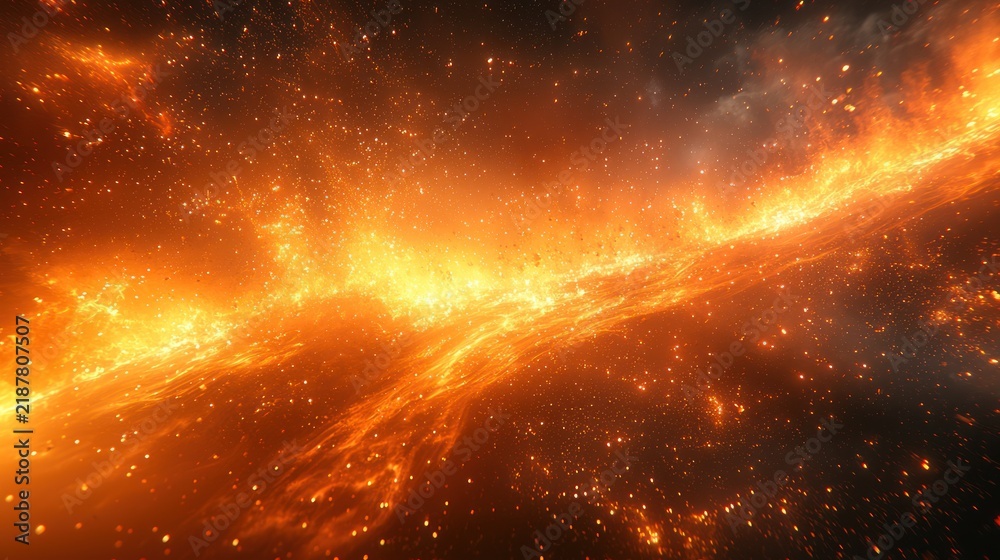 Obraz premium Abstract fiery space nebula, cosmic energy, vibrant colors