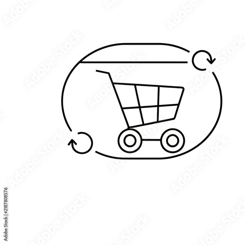 Shopping cart with refresh arrows icon