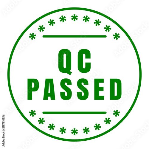 Green Circular QC PASSED Seal Badge with Horizontal Lines Isolated on Transparent Background
