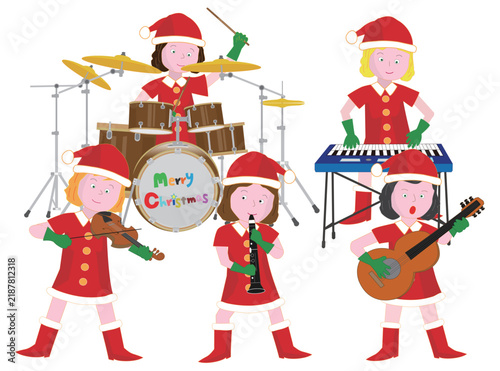 クリスマスにサンタクロースがコンサートを開いている。