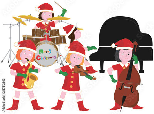 クリスマスにサンタクロースがコンサートを開いている。