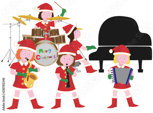 クリスマスにサンタクロースがコンサートを開いている。